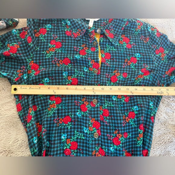 Matilda Jane Follow Your Dreams Fa La La Shirt Dress Sz S plaid floral - Picture 16 of 16
